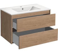 База под раковину VINCEA Gio 800 подвесная, 2 выкатных ящика soft-close, N.Oak. VMC-2G800NO