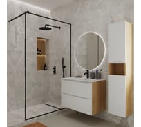 Тумба для ванной ЗОВ под раковину 40697111, Дион 100, цвет - Белый мат-Дуб D100BD