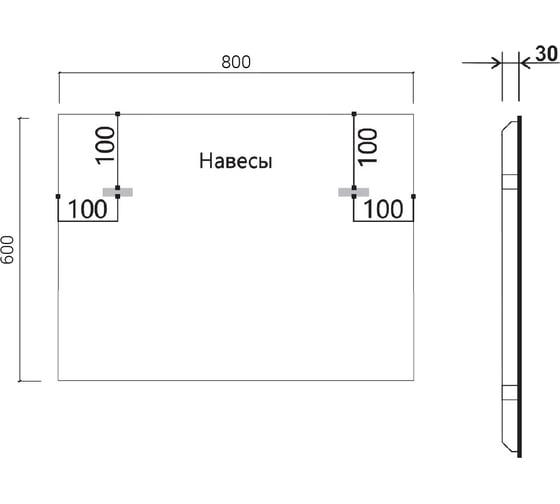 Зеркало VINCEA LED 800x600 c сенсорным выключателем и диммером, антизапотевание VLM-3VN800B-2