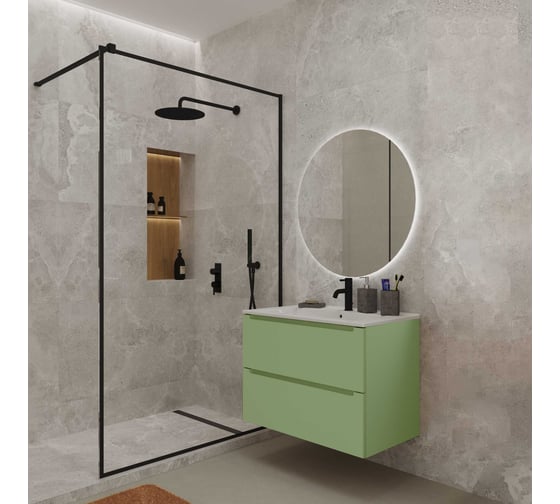 Подвесная тумба для ванной ЗОВ Дион 80, под раковину 40696781, цвет фисташковый, D80F 1