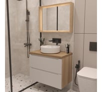 Тумба для ванной ЗОВ под раковину 40697405, Дион 60, цвет Белый мат-Дуб D60BD