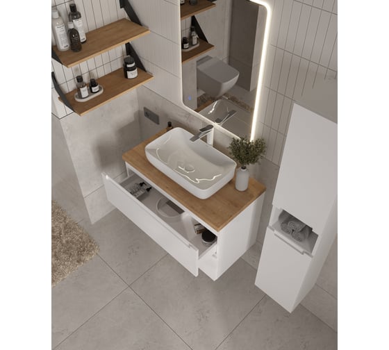 Тумба под раковину-столешницу ЗОВ Дион 80 Белый мат D80BM 1