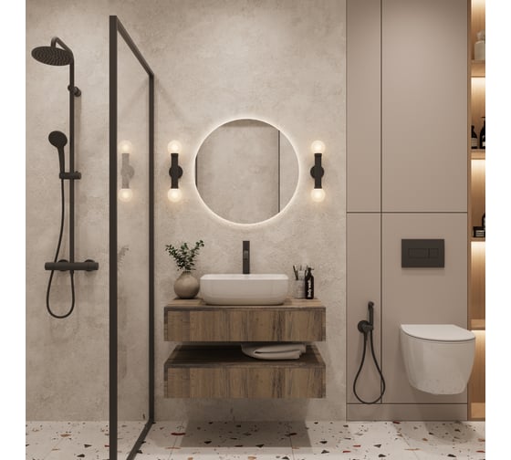 Тумба подвесная для ванной ЗОВ Токио 100, цвет - Аттик, без выреза T100AT 1