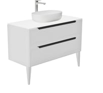 Подвесная тумба для ванной ЗОВ со столешницей Севилья 100, под раковину 40696853, цвет белый матовый, S100W-KPW