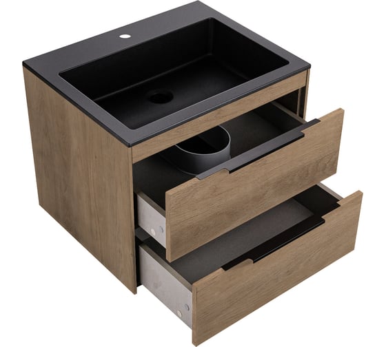 База под раковину VINCEA Chiara 2D 600 подвесная, 2 выкатных ящика soft-close, N.Oak. VMC-2C2600NO 1