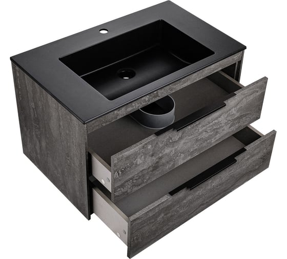 База под раковину VINCEA Chiara 2D 800 подвесная, 2 выкатных ящика soft-close, G.Stone. VMC-2C2800GS 1