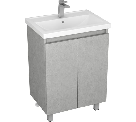 Тумба под умывальник Фостер 60 Uncoria Моро с 2-мя дверьми, светлый камень 56075 1