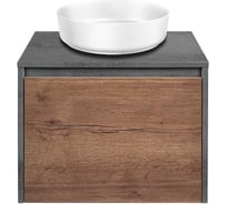 База под накладную раковину VINCEA Mesa 600 подвесная, 1 выкатной/1 скрытый ящик soft close, T.Oak + Beton VMC-2MS600TB