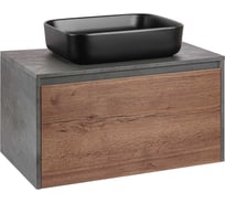 База под накладную раковину VINCEA Mesa 800 подвесная, 1 выкатной/1 скрытый ящик soft close, T.Oak + Beton VMC-2MS800TB