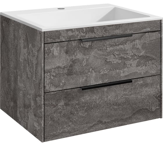 База под раковину VINCEA Chiara 2D 600 подвесная, 2 выкатных ящика soft-close, G.Stone VMC-2C2600GS 1