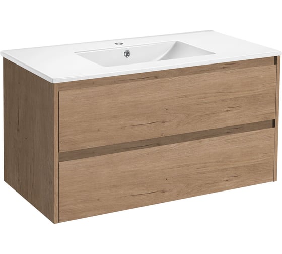 База под раковину VINCEA Gio 1000 подвесная, 2 выкатных ящика soft-close, N.Oak VMC-2G100NO 1
