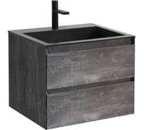 База под раковину VINCEA Luka 600 подвесная, 2 выкатных ящика soft-close, G.Stone VMC-2L600GS