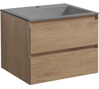 База под раковину VINCEA Luka 600 подвесная, 2 выкатных ящика soft-close, N.Oak VMC-2L600NO