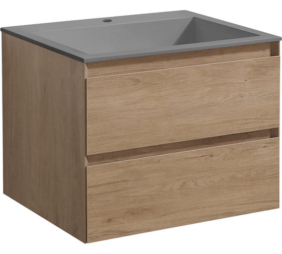 База под раковину VINCEA Luka 600 подвесная, 2 выкатных ящика soft-close, N.Oak VMC-2L600NO 1