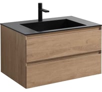 База под раковину VINCEA Luka 800 подвесная, 2 выкатных ящика soft-close, N.Oak VMC-2L800NO