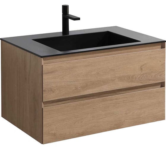 База под раковину VINCEA Luka 800 подвесная, 2 выкатных ящика soft-close, N.Oak VMC-2L800NO 1