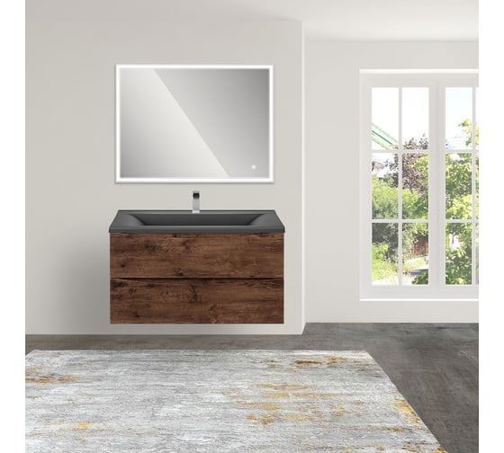 База под раковину VINCEA Mia 900 подвесная, 2 выкатных ящика soft close, R.Wood VMC-2MA900RW 1