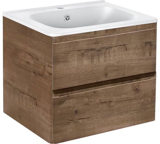 База под раковину VINCEA Vico 600 подвесная, 2 выкатных ящика soft close, V.Oak. VMC-2V600VO 1