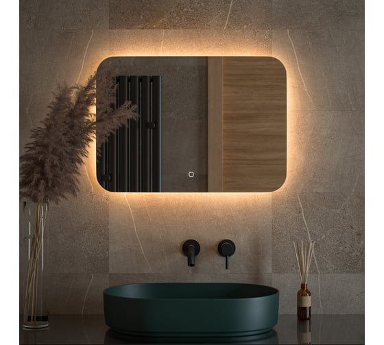 Зеркало с LED-подсветкой DEFESTO 70x50 см, Сенсорный выключатель, Теплый белый свет OPTI DF 2814SH 1