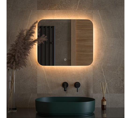 Зеркало с LED-подсветкой DEFESTO 60x50 см, Сенсорный выключатель, Теплый белый свет OPTI DF 2813SH 1