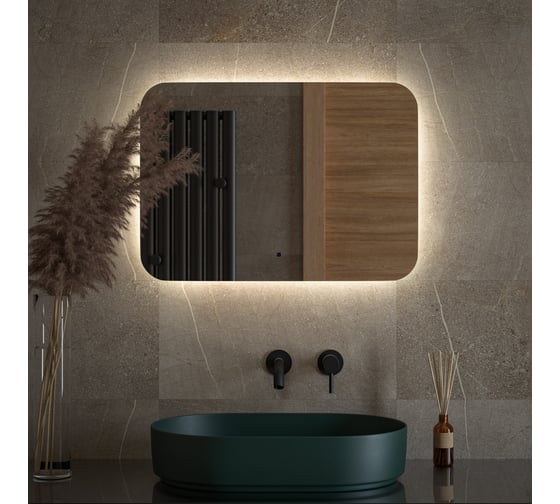 Зеркало с LED-подсветкой DEFESTO 70x50 см, ИК - выключатель, Нейтральный белый свет OPTI DF 2804RH 1