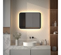 Зеркало с окантовкой и LED-подсветкой DEFESTO 25W, 80x60 см, ИК - выключатель, Теплый белый свет AURA DF 2977RH