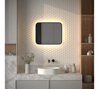 Зеркало с окантовкой и LED-подсветкой DEFESTO 19W, 60x50 см, ИК - выключатель, Теплый белый свет AURA DF 2973RH