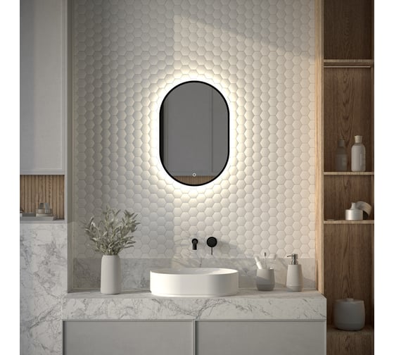 Зеркало с окантовкой и LED-подсветкой DEFESTO 16W, 40x60 см, Сенсорный выключатель, Нейтральный белый свет AURA DF 2921S 1