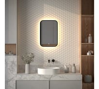 Зеркало с окантовкой и LED-подсветкой DEFESTO 17W, 40x60 см, Сенсорный выключатель, Теплый белый свет AURA DF 2972S