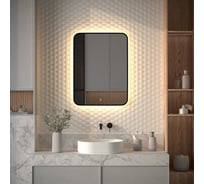 Зеркало с окантовкой и LED-подсветкой DEFESTO 25W, 60x80 см, Сенсорный выключатель, Теплый белый свет AURA DF 2977S