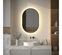 Зеркало с окантовкой и LED-подсветкой DEFESTO 25W, 60x90 см, ИК - выключатель, Теплый белый свет AURA DF 2935R