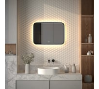 Зеркало с окантовкой и LED-подсветкой DEFESTO 21W, 70x50 см, Сенсорный выключатель, Теплый белый свет AURA DF 2974SH