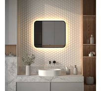 Зеркало с окантовкой и LED-подсветкой DEFESTO 23W, 70x60 см, ИК - выключатель, Теплый белый свет AURA DF 2976RH
