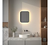 Зеркало с окантовкой и LED-подсветкой DEFESTO 15W, 40x50 см, ИК - выключатель, Теплый белый свет AURA DF 2971R