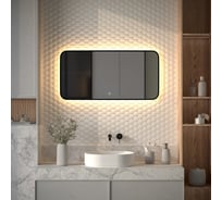 Зеркало с окантовкой и LED-подсветкой DEFESTO 28W (100x50 cm) (Сенсорный выключатель) (Теплый белый свет) AURA DF 2975SH