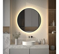 Зеркало с окантовкой и LED-подсветкой DEFESTO 28W (Ø90 cm) (Без выключателя) (Теплый белый свет) AURA DF 2996