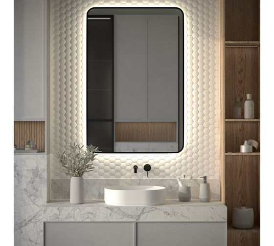 Зеркало с окантовкой и LED-подсветкой DEFESTO 38W (80x120 cm) (Без выключателя) (Нейтральный белый свет) AURA DF 2970 1