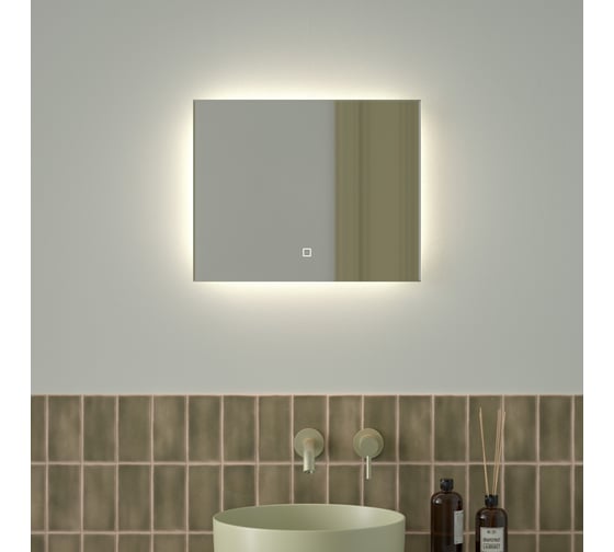 Зеркало с фацетом и LED-подсветкой DEFESTO 15W (50x40 cm) (Сенсорный выключатель) (Нейтральный белый свет) GLOW DF 2501SH 1