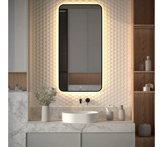 Зеркало с окантовкой и LED-подсветкой DEFESTO 34W (60x120 cm) (Сенсорный выключатель) (Теплый белый свет) AURA DF 2978S 1