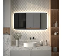 Зеркало с окантовкой и LED-подсветкой DEFESTO 34W (120x60 cm) (ИК - выключатель) (Нейтральный белый свет) AURA DF 2968RH