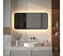 Зеркало с окантовкой и LED-подсветкой DEFESTO 34W (120x60 cm) (ИК - выключатель) (Теплый белый свет) AURA DF 2978RH