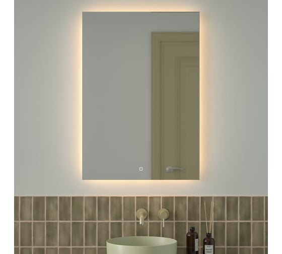 Зеркало с фацетом и LED-подсветкой DEFESTO 32W (70x100 cm) (Сенсорный выключатель) (Теплый белый свет) GLOW DF 2519S 1