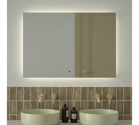 Зеркало с фацетом и LED-подсветкой DEFESTO 32W (100x70 cm) (ИК - выключатель) (Нейтральный белый свет) GLOW DF 2509RH 1