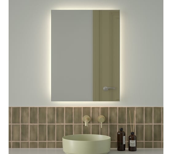 Зеркало с фацетом и LED-подсветкой DEFESTO 25W (60x80 cm) (Без выключателя) (Нейтральный белый свет) GLOW DF 2507 1