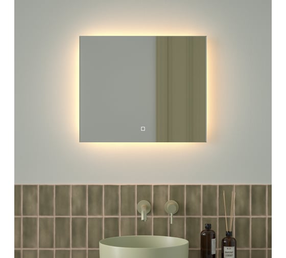 Зеркало с фацетом и LED-подсветкой DEFESTO 19W (60x50 cm) (Сенсорный выключатель) (Теплый белый свет) GLOW DF 2513SH 1