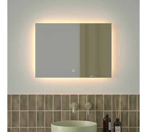 Зеркало с фацетом и LED-подсветкой DEFESTO 21W (70x50 cm) (Сенсорный выключатель) (Теплый белый свет) GLOW DF 2514SH 1