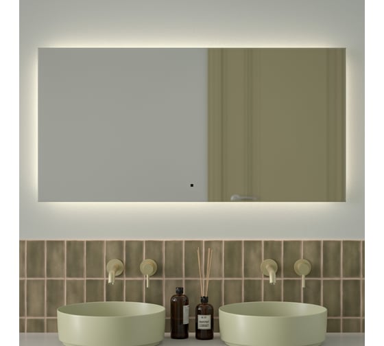 Зеркало с фацетом и LED-подсветкой DEFESTO 34W (120x60 cm) (ИК - выключатель) (Нейтральный белый свет) GLOW DF 2508RH 1