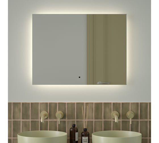 Зеркало с фацетом и LED-подсветкой DEFESTO 25W (80x60 cm) (ИК - выключатель) (Нейтральный белый свет) GLOW DF 2507RH 1