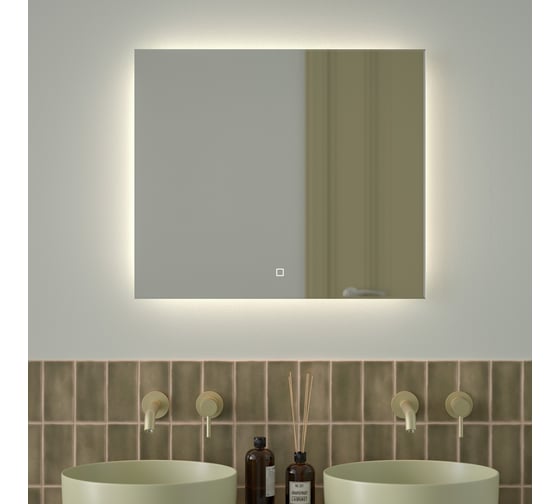 Зеркало с фацетом и LED-подсветкой DEFESTO 23W (70x60 cm) (Сенсорный выключатель) (Нейтральный белый свет) GLOW DF 2506SH 1