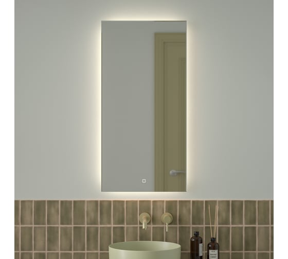 Зеркало с фацетом и LED-подсветкой DEFESTO 28W (50x100 cm) (Сенсорный выключатель) (Нейтральный белый свет) GLOW DF 2505S 1